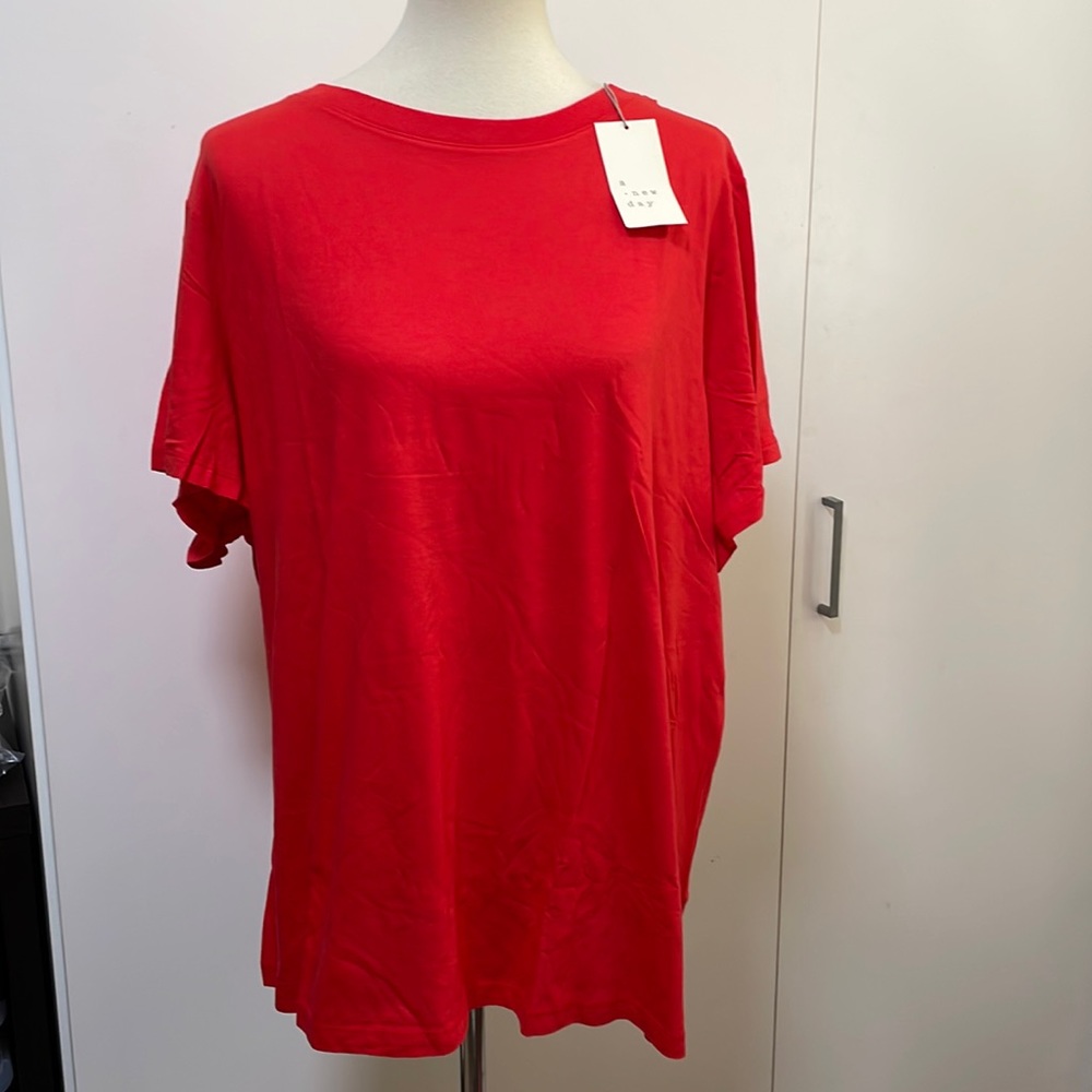 Bright Red short sleeve top by A NEW DAY size 2X‎ NEW WITH TAGS